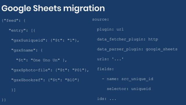 Example configuration for Google Sheets migration
