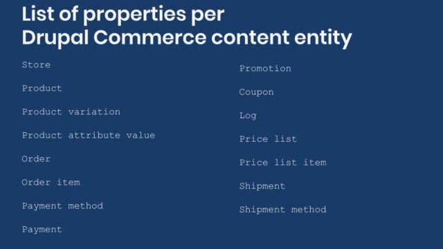 List of Drupal Commerce content entities