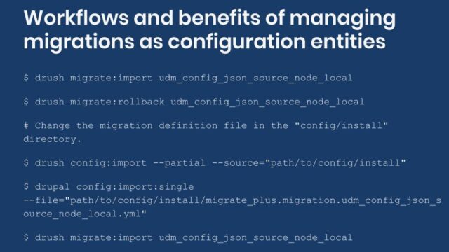 Example workflow for managing migration configuration entities